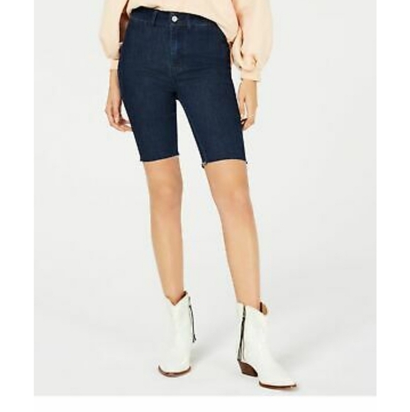 Free people raw hem Bermuda high rise jean shorts - Picture 1 of 5